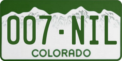 CO license plate 007NIL