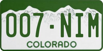 CO license plate 007NIM