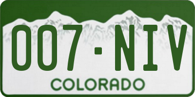 CO license plate 007NIV