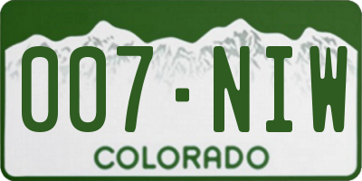 CO license plate 007NIW