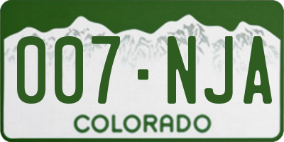 CO license plate 007NJA