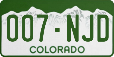 CO license plate 007NJD
