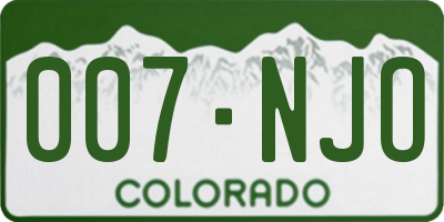 CO license plate 007NJO