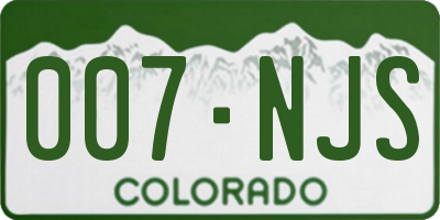 CO license plate 007NJS