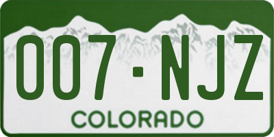 CO license plate 007NJZ