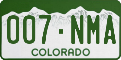 CO license plate 007NMA