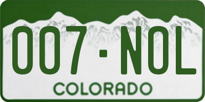 CO license plate 007NOL