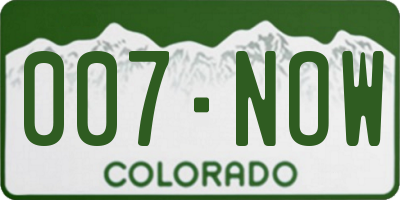 CO license plate 007NOW