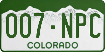 CO license plate 007NPC