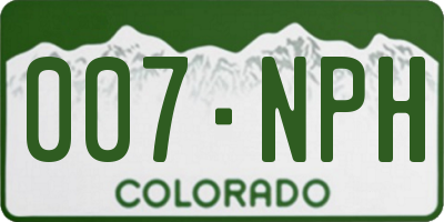 CO license plate 007NPH