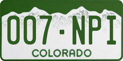 CO license plate 007NPI