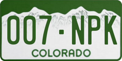 CO license plate 007NPK