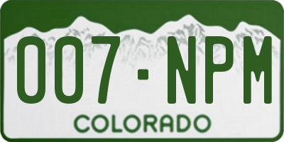 CO license plate 007NPM