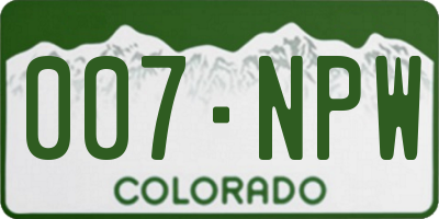 CO license plate 007NPW