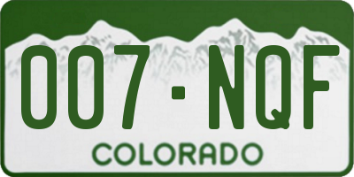 CO license plate 007NQF
