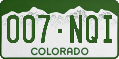 CO license plate 007NQI