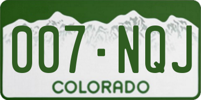 CO license plate 007NQJ