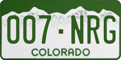 CO license plate 007NRG