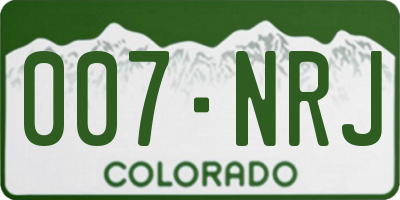 CO license plate 007NRJ