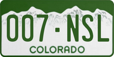 CO license plate 007NSL