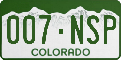 CO license plate 007NSP