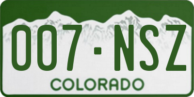 CO license plate 007NSZ