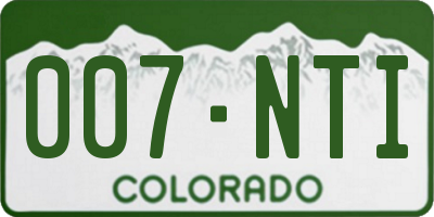 CO license plate 007NTI