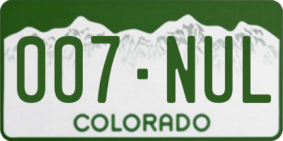 CO license plate 007NUL