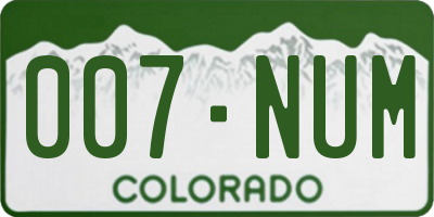 CO license plate 007NUM