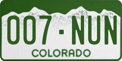 CO license plate 007NUN