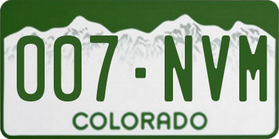 CO license plate 007NVM