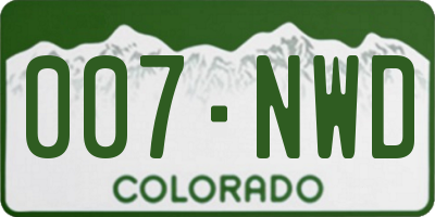 CO license plate 007NWD