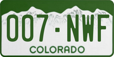 CO license plate 007NWF