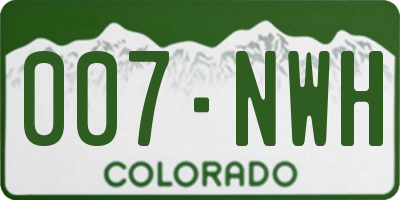 CO license plate 007NWH