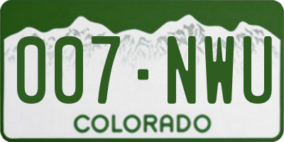 CO license plate 007NWU