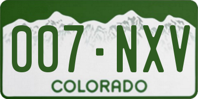 CO license plate 007NXV