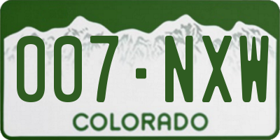 CO license plate 007NXW