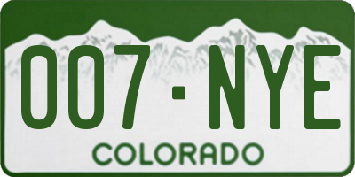 CO license plate 007NYE