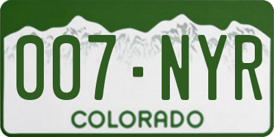 CO license plate 007NYR