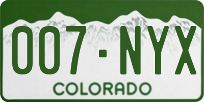 CO license plate 007NYX