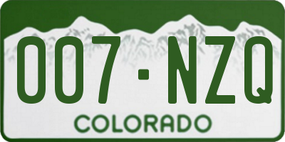 CO license plate 007NZQ