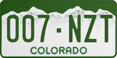 CO license plate 007NZT