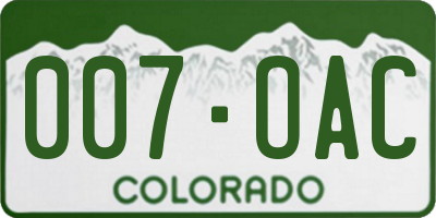 CO license plate 007OAC