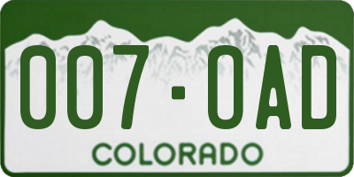 CO license plate 007OAD