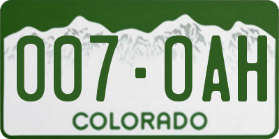 CO license plate 007OAH