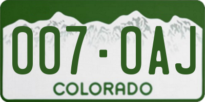 CO license plate 007OAJ