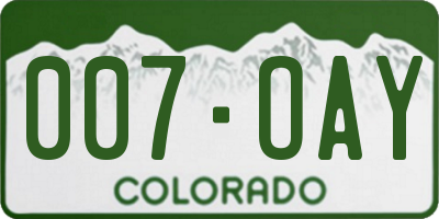 CO license plate 007OAY
