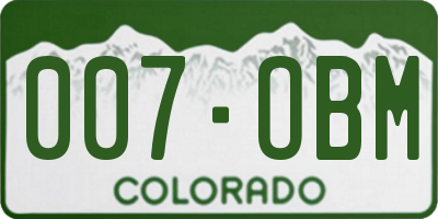 CO license plate 007OBM