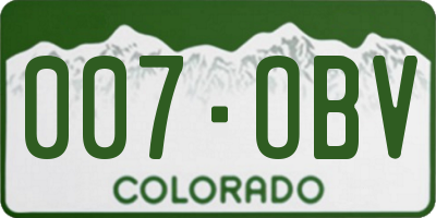 CO license plate 007OBV