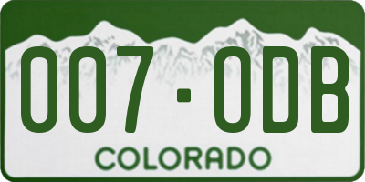 CO license plate 007ODB